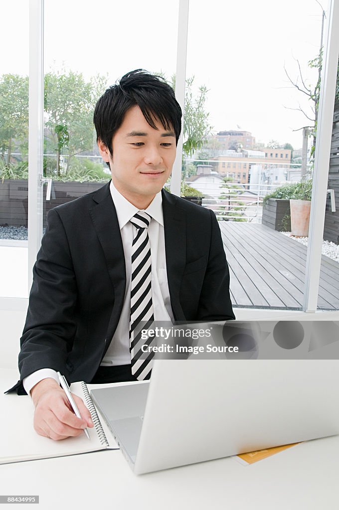 Businessman using a laptop