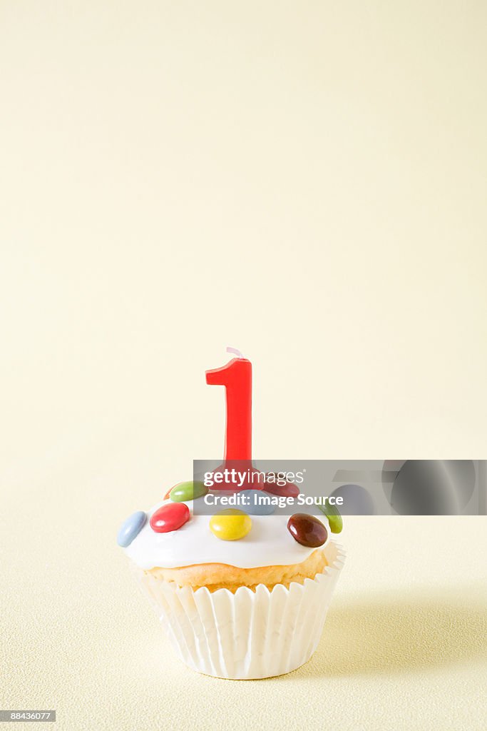 Cupcake with number one candle