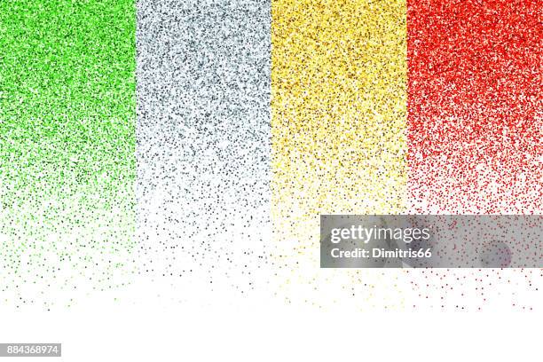 vector green, silver, gold and red glitter gradient background - silver glitters stock illustrations