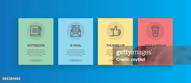 onboarding app screens line basic interface concept icons for mobile apps and webpage. - rounded-rectangles-logo stock illustrations