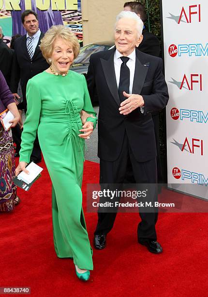 Anne Buydens and Kirk Douglas arrives at AFI Lifetime Achievement Award: A Tribute to Michael Douglas held at Sony Pictures Studios on June 11, 2009...