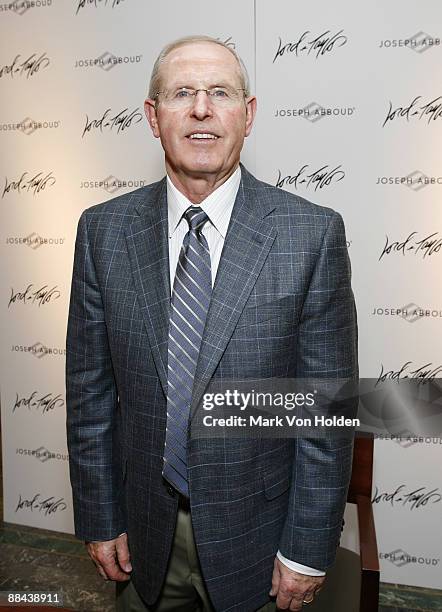 New York Giants Coach Tom Coughlin poses for a photo at the dress to win event hosted by Joseph Abboud and Lord & Taylor at Lord And Taylor on June...