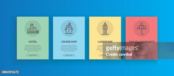 onboarding app screens line travel and holiday concept icons for mobile apps and webpage. - lost luggage stock illustrations