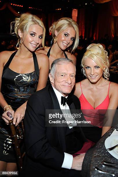 Karissa Shannon, Kristina Shannon, Hugh Hefner and Crystal Harris in the audience during the AFI Lifetime Achievement Award: A Tribute to Michael...