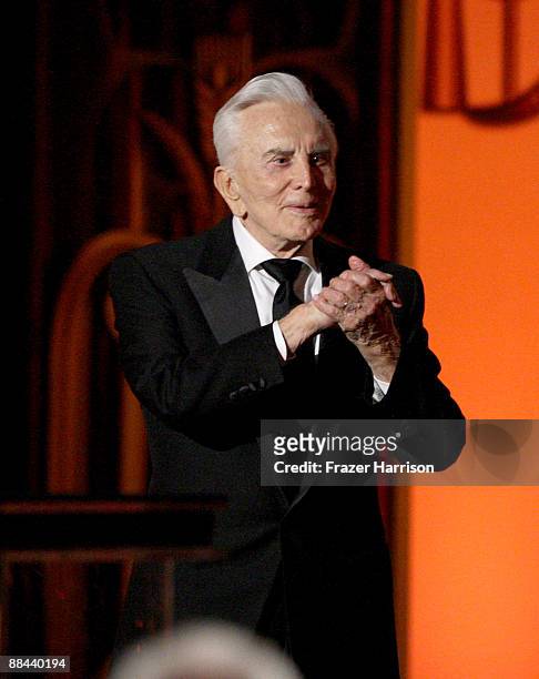 Actor Kirk Douglas onstage during the AFI Lifetime Achievement Award: A Tribute to Michael Douglas held at Sony Pictures Studios on June 11, 2009 in...