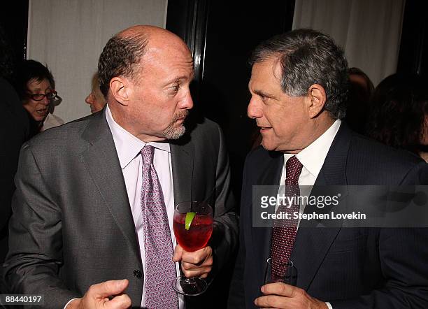 Television personality Jim Cramer and CBS president and CEO Les Moonves attend the book launch party for "Queen Takes King" at Mr Chow Tribeca June...
