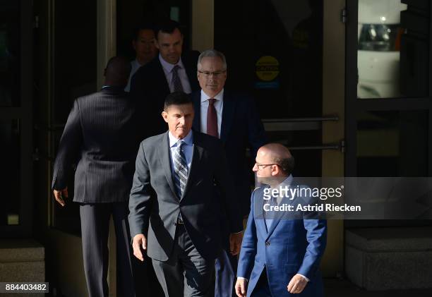 Michael Flynn, former national security advisor to President Donald Trump, leaves following his plea hearing at the Prettyman Federal Courthouse on...