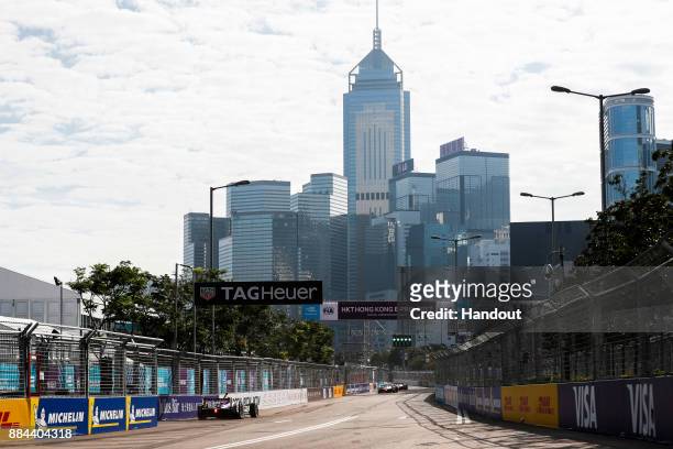 In this handout from FIA Formula E - Sam Bird , DS Virgin Racing, DS Virgin DSV-03 during the Hong Kong ePrix, Round 1 of the 2017/18 FIA Formula E...