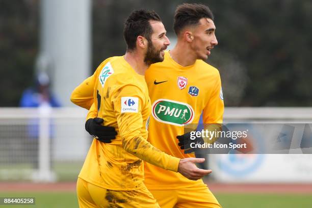 Antony Robic and Yanis Barka of Nancy celebrate during the French Cup match between Rungis and Nancy on December 2, 2017 in Bonneuil-sur-Marne,...