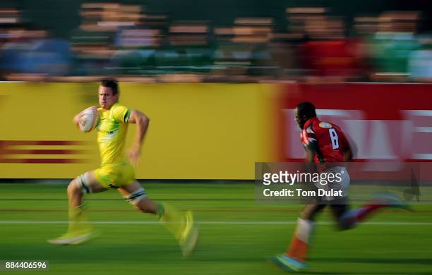 Lachie Anderson of Australia in action during the match between Kenya and Australia on Day Three of the Emirates Dubai Rugby Sevens - HSBC Sevens...