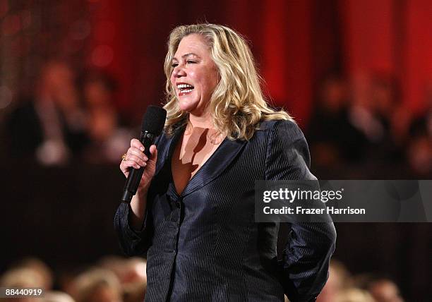Actress Kathleen Turner onstage during the AFI Lifetime Achievement Award: A Tribute to Michael Douglas held at Sony Pictures Studios on June 11,...