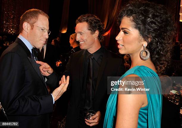 Producer Toby Emmerich, Actor Matthew McConaughey and Model Camila Alves during the AFI Lifetime Achievement Award: A Tribute to Michael Douglas held...