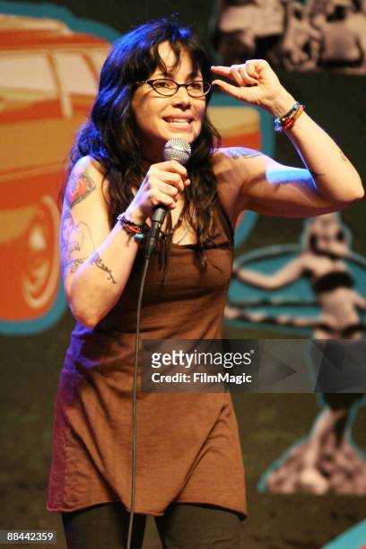 Comedian Janeane Garofalo performs at the Comedy Carnivale during Bonnaroo 2009 on June 11, 2009 in Manchester, Tennessee.
