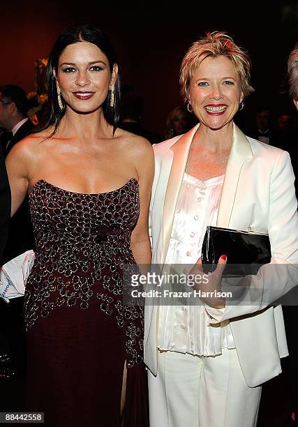 Actors Catherine Zeta-Jones and Annette Bening attend the AFI Life Achievement Award: A Tribute to Michael Douglas after party at Sony Pictures...