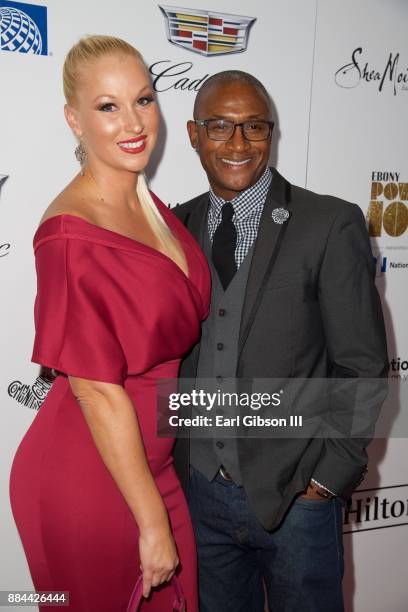 Amanda Moore and Tommy Davidson attend Ebony Magazine's Ebony's Power 100 Gala at The Beverly Hilton Hotel on December 1, 2017 in Beverly Hills,...