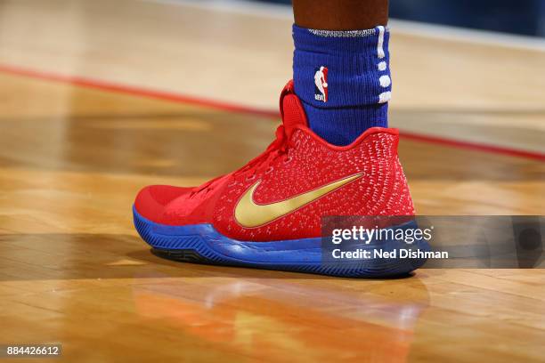 The sneakers of Stanley Johnson of the Detroit Pistons during the game against the Washington Wizards on December 1, 2017 at Capital One Arena in...
