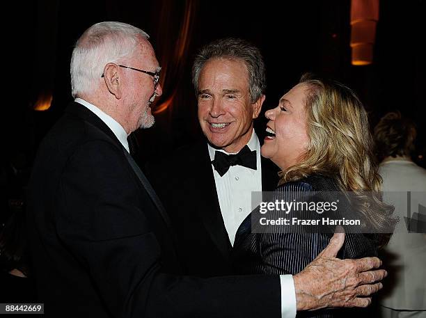 Writer Frank Pierson, actor Warren Beatty and actress Kathleen Turner during the AFI Lifetime Achievement Award: A Tribute to Michael Douglas held at...