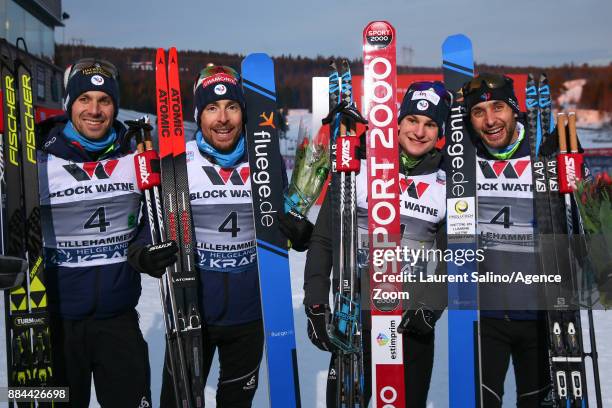 Jason Lamy Chappuis, Francois Braud, Maxime Laheurte, Antoine Gerard take 3rd place during the FIS Nordic World Cup Men's and Women's Nordic Combined...