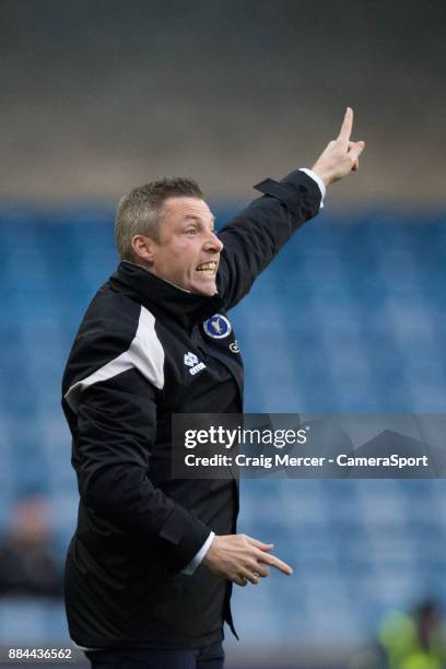 Millwall manager Neil Harris during the Sky Bet Championship match between Millwall and Sheffield United at The Den on December 2, 2017 in London,...