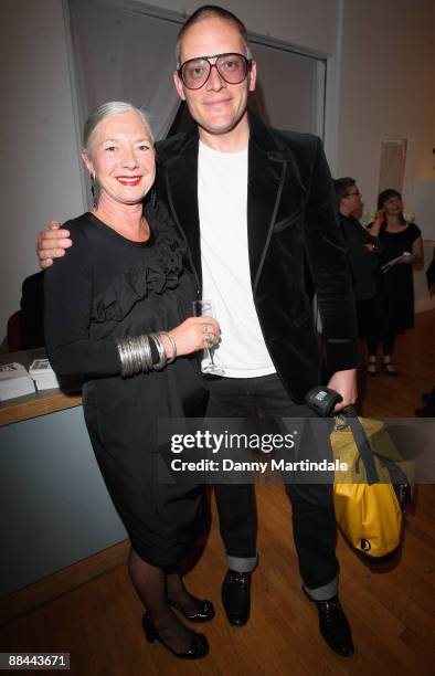 Professor Wendy Dagworthy, head of School of Fashion and Textiles at the RCA and Giles Deacon attend the Royal College of Art Fashion Gala Reception...