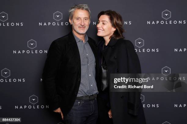 Antoine de Caunes and Daphne Roulier attend the Introductory Session To The 7th Summit Of Les Napoleons at Maison de la Radio on December 2, 2017 in...