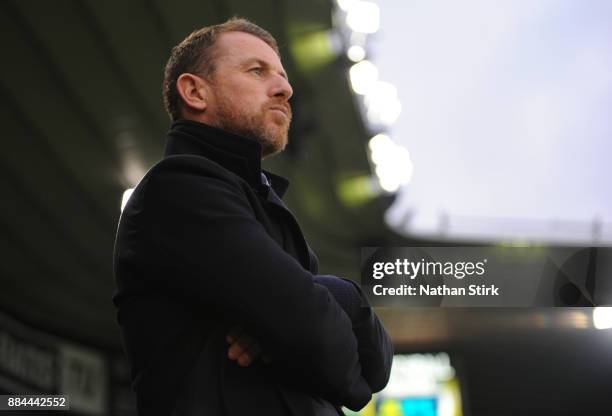 Gary Rowett manager of Derby County looks on during the Sky Bet Championship match between Derby County and Burton Albion at iPro Stadium on December...