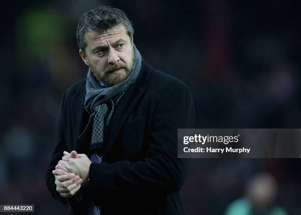 Slavisa Jokanovic, Head Coach of Fulham looks on prior to the Sky Bet Championship match between Brentford and Fulham at Griffin Park on December 2,...