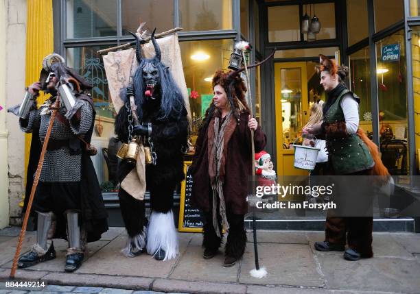 Participants take part in the Whitby Krampus parade on December 2, 2017 in Whitby, England. The Krampus is a horned, anthropomorphic figure from...