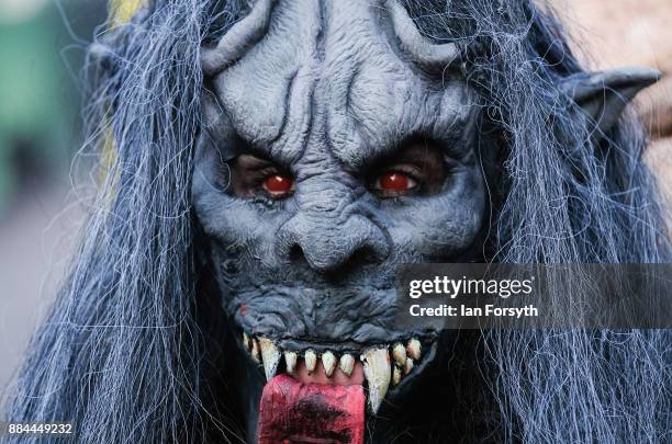 Participants take part in the Whitby Krampus parade on December 2, 2017 in Whitby, England. The Krampus is a horned, anthropomorphic figure from...