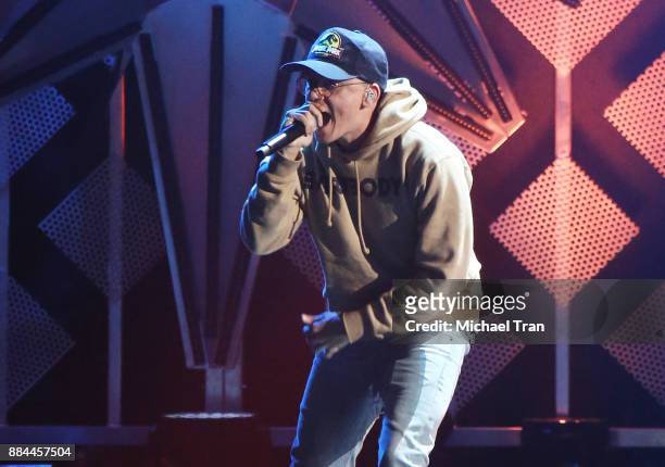 Sir Robert Bryson Hall II aka Logic performs onstage during the 102.7 KIIS FM's Jingle Ball 2017 held at The Forum on December 1, 2017 in Inglewood,...