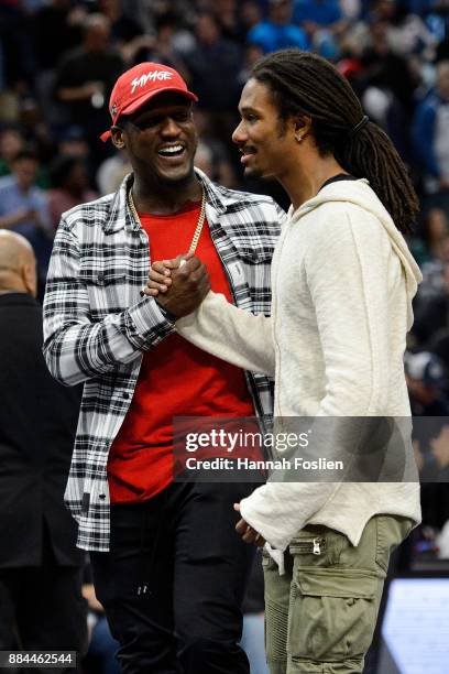 Xavier Rhodes and Trae Waynes of the Minnesota Vikings look on during the game between the Minnesota Vikings and the Los Angeles Rams on November 28,...