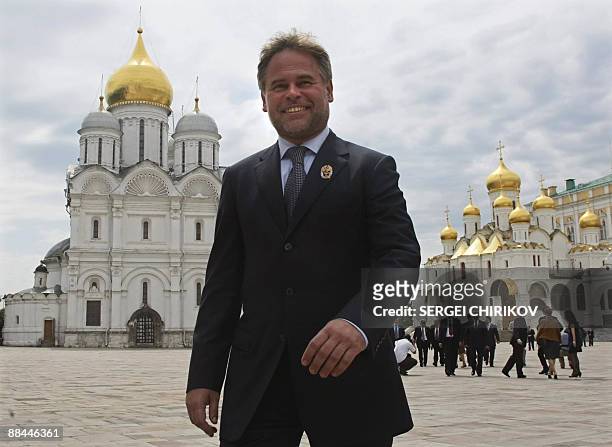 The Russian creator of an anti-virus computer information protection, Yevgeny Kaspersky, leaves the Kremlin in Moscow on June 12, 2009 after...