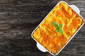 tasty italian lasagna in baking dish