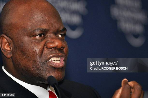 Arthur Mutambara, Deputy Prime Minister of Zimbabwe, addresses a session called, "Reconstructing Zimbabwe" during the third, and final day of the...