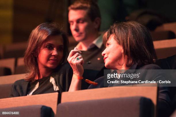 Karine Le Marchand and Anne Sinclair attend the Introductory Session To The 7th Summit of Les Napoleons at Maison de la Radio on December 2, 2017 in...