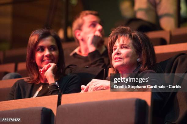 Karine Le Marchand and Anne Sinclair attend the Introductory Session To The 7th Summit of Les Napoleons at Maison de la Radio on December 2, 2017 in...