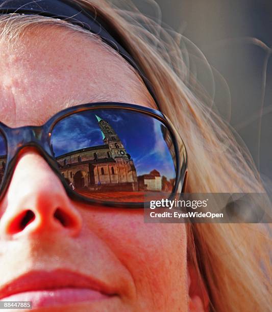 The dome Sankt Peter and St. Georg seen through sunglasses on June 11, 2009 in Bamberg, Germany. Bamberg is listed as a World Heritage by UNESCO.