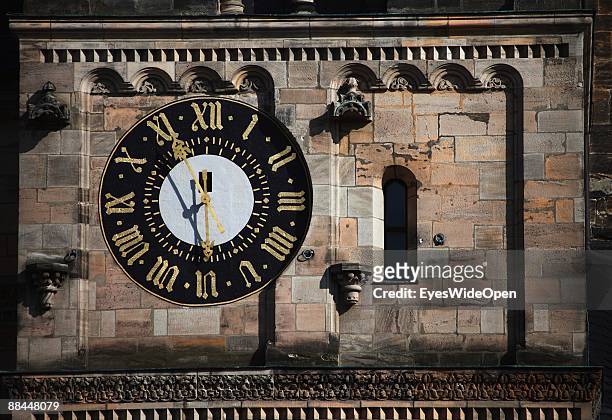 Clock Tower of the dome of Sankt Peter and St. Georg on June 11, 2009 in Bamberg, Germany. Bamberg is listed as a World Heritage by UNESCO.