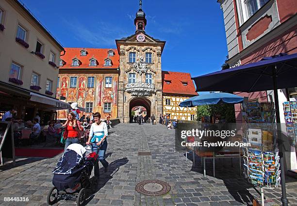 The former City Hall at the river Regnitz with its facade in rococo style on June 11, 2009 in Bamberg, Germany. Bamberg is listed as a World Heritage...