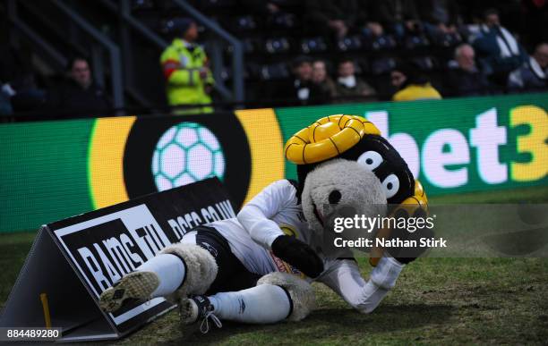 Derby County mascot Rammie slips over during the Sky Bet Championship match between Derby County and Burton Albion at iPro Stadium on December 2,...