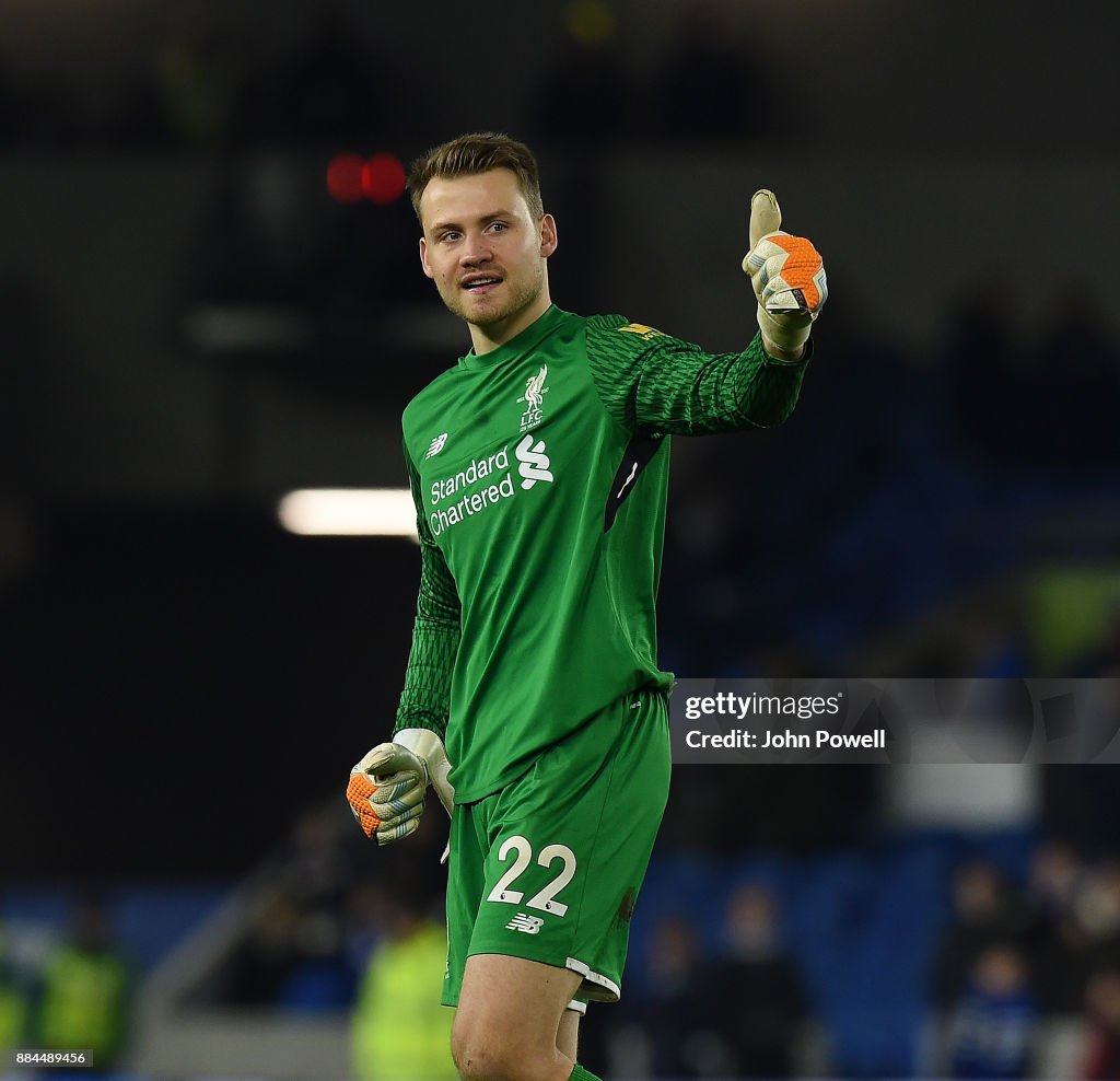 Simon Rugen Liverpool Simon Mignolet of Liverpool shows his appreciation to the fans at the ...