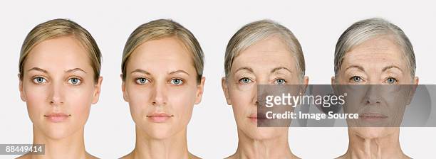 woman aging - senior young woman stockfoto's en -beelden