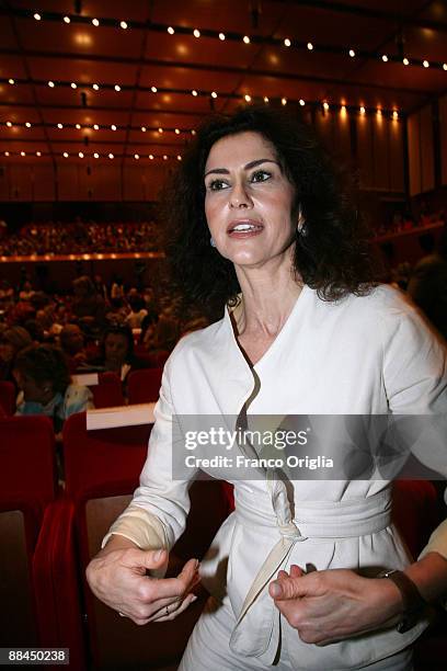 Entrepreneur Luisa Todini attends a meeting with Lybia's Leader Muammar Gaddafi at the Auditorium Parco Della Musica on June 12, 2009 in Rome, Italy....