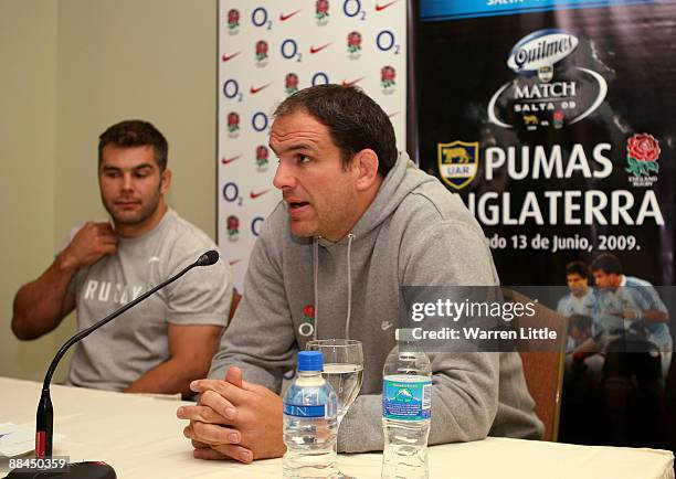 England manager Martin Johnson addresses a press conference at the Sheraton Salta Hotel ahead of the second test against Argentina tomorrow pictured...