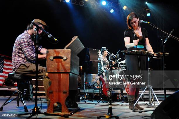 Ben Knox Miller, Jeff Prystowsky and Jocie Adams perform during the 2009 Bonnaroo Music and Arts Festival on June 11, 2009 in Manchester, Tennessee.