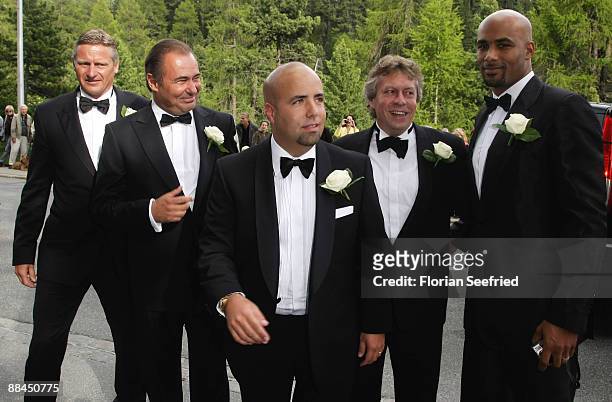 Guests, including best man Luis Garcia Fanjul , actor Boris Kodjoe and Stefan Bloecher arrive for former tennis star Boris Becker's church wedding to...