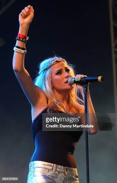 Pixie Lott performs at day one of the Isle of Wight Festival at Seaclose Park on June 12, 2009 in Newport, Isle of Wight.