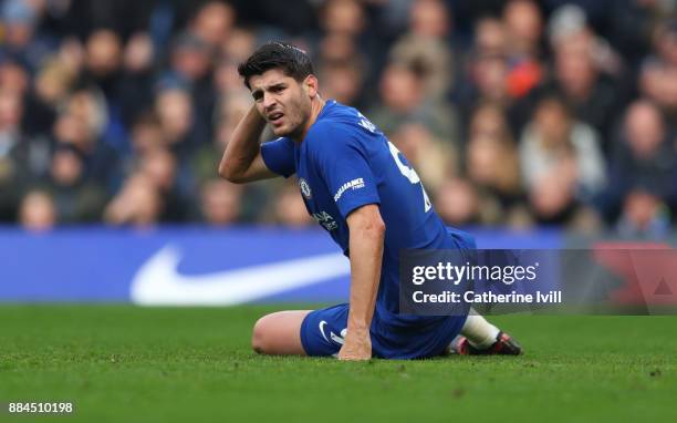 Alvaro Morata of Chelsea during the Premier League match between Chelsea and Newcastle United at Stamford Bridge on December 2, 2017 in London,...