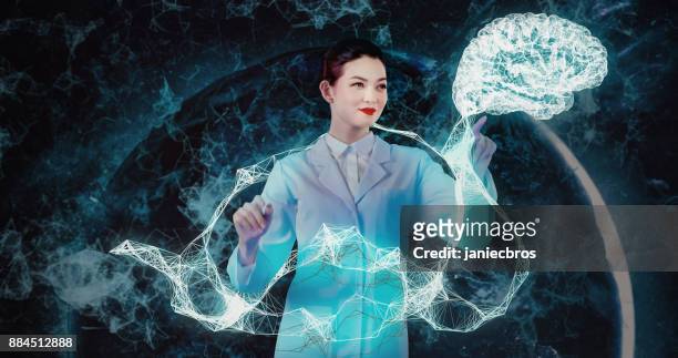 hersenen en neurologie onderzoek in virtuele werkelijkheid - neuropathy stockfoto's en -beelden