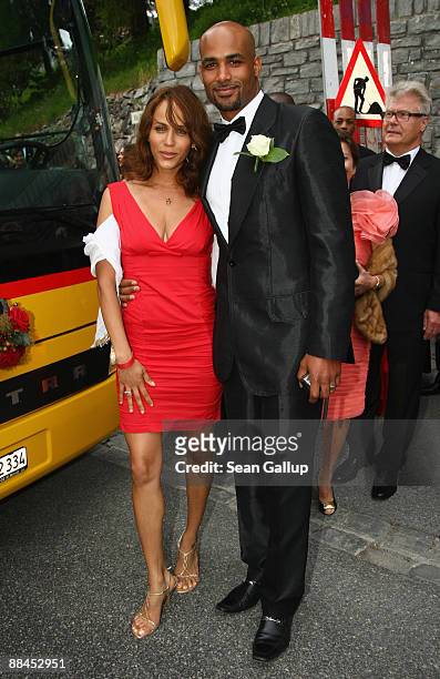 Actor Boris Kodjoe and Nicole Parker depart after the church wedding of former tennis star Boris Becker to Sharlely Kerssenberg at the Regina Pacis...
